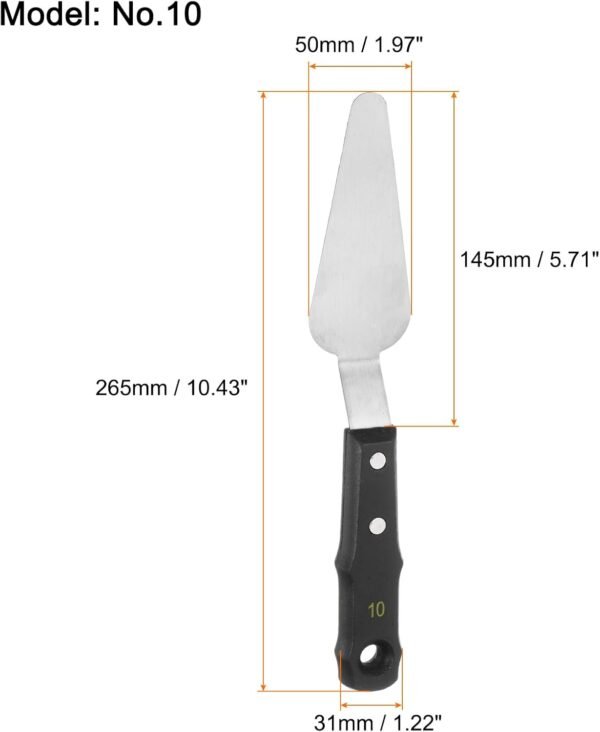 No.10 Painting Palette Knife Stainless Steel Pointy Spatula Pallet Knife with Wood Handle for Oil Acrylic Paint Canvas Color Mixing Spreading