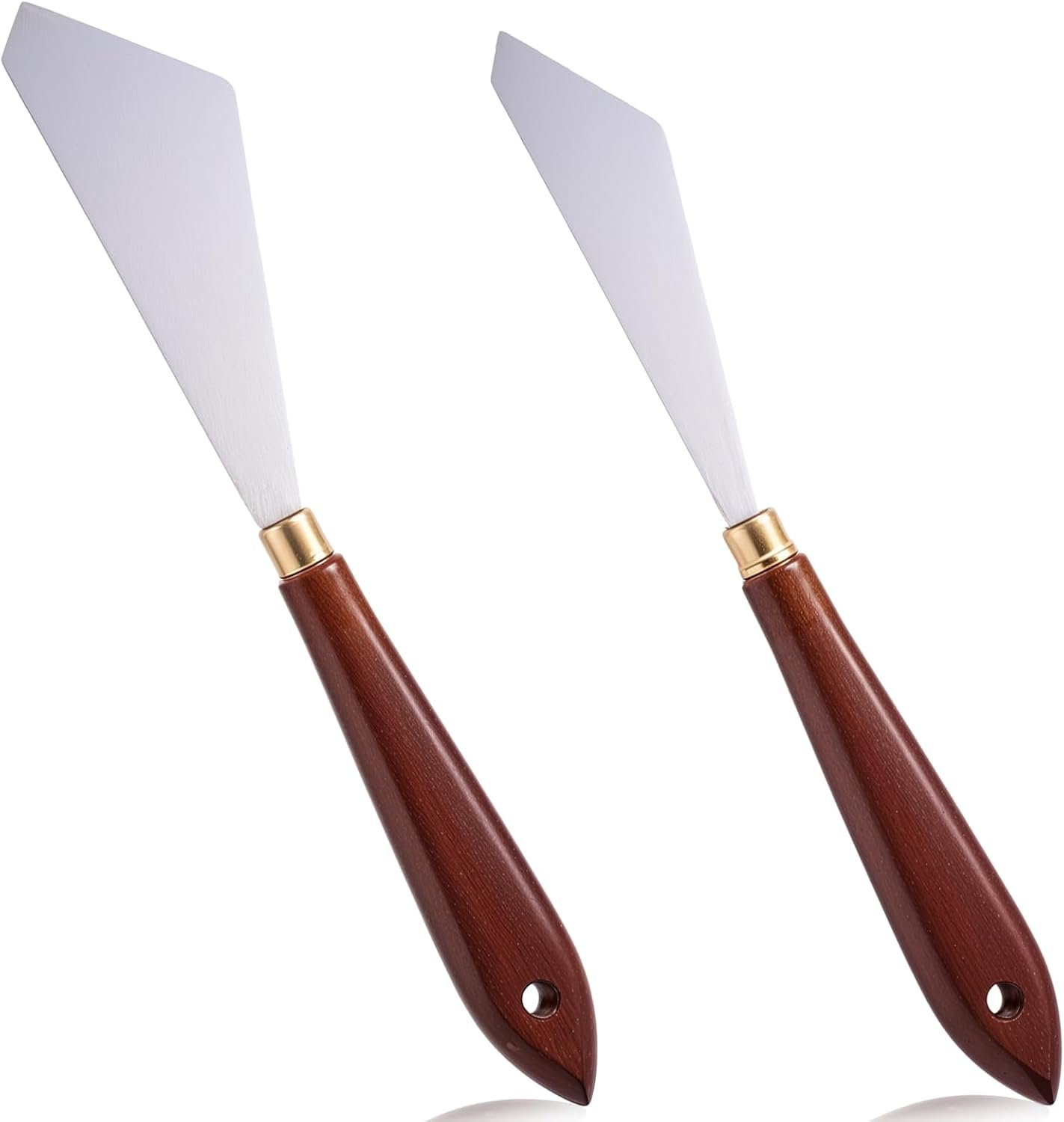 Palette Knife Stainless Steel Painting Knife Set, Painting Art Spatula with Wood Handle Metal Artist Knives, Oil Painting Accessories Color Mixing Scraper for Oil Canvas Acrylic Painting, Red 2 Piece