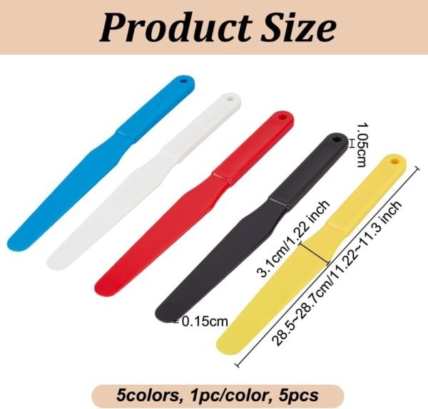 5PCS Screen Printing Spatula 1.2” Width Plastic Spatulas Ink Scoop Screen Printing Shovel Silk Screen Printing Shovel Goop Scoop Ink Spatula 5 Colors for Silk Printing - Image 2