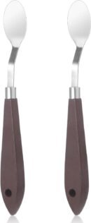 2Pcs Palette Knife No.20 Palette Knives 22mm Width Pallet Knife Stainless Steel Oval Art Paint Spatula with Wood Handle Metal Palette Knife for Oil Acrylic Canvas Mixing Spreading Cake Decorating