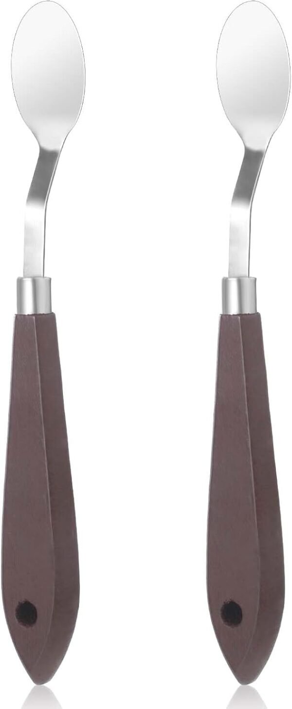2Pcs Palette Knife No.20 Palette Knives 22mm Width Pallet Knife Stainless Steel Oval Art Paint Spatula with Wood Handle Metal Palette Knife for Oil Acrylic Canvas Mixing Spreading Cake Decorating