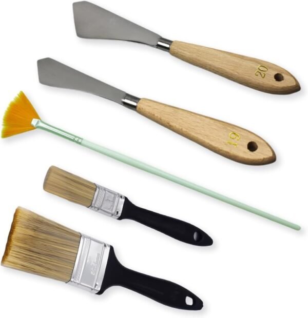 Brushes for Oil Painting Painting Knife Set 5pcs Stainless Steel Palette Knives Background Blender Brush and Fan Blender Artist Brush 2 &1inch Landscape Brushes for Oil Canvas Acrylic Painting