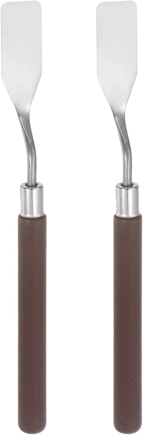 2pcs No.1 Palette Knives 16mm Width Stainless Steel Flat Spatula Painting Pallet Knife with Wood Handle for Oil Acrylic Canvas Mixing Spreading