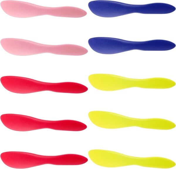 10 Pieces Plastic Butter Spreader Multi Purpose Butter Knife Spreader Versatile Knife Frosting Knives for Soft Cheese Cream Icing, 7 x 1.4 Inch(Red, Green, Blue, Pink)