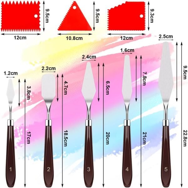 Palette Knife Paint Scraper Set, 5pcs Stainless Steel Painting Pallet Knife with 6pcs Plastic Painting Scraper, Oil Painting Mixing Scraper Painting Spatula Drawing Tool for Art Craft Painting