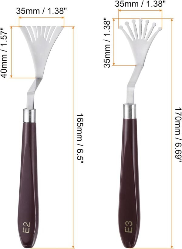 2pcs E2 E3 Painting Palette Knife Set Stainless Steel Art Spatula Painting Pallet Knives Scrapers Tools with Plastic Handle for Acrylic Oil Canvas Mixing Spreading