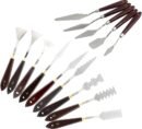 14pcs Palette Knife Set, Stainless Steel Painting Knife Set, Wooden Handle Paint Spatula Painting Tools, Color Mixing Scraper Pallet Knife for Oil, Acrylic, Canvas Painting