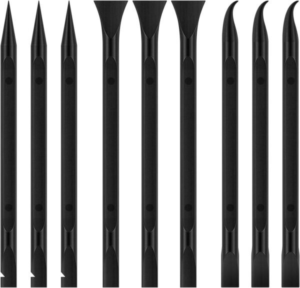 9 Pieces Plastic Scraper Tool for Tight Spaces, Non-Scratch Kitchen Scraper Cleaning Pen, Perfect for Remove Stickers, Labels, Oil Stains, Food, Dirt (Black)