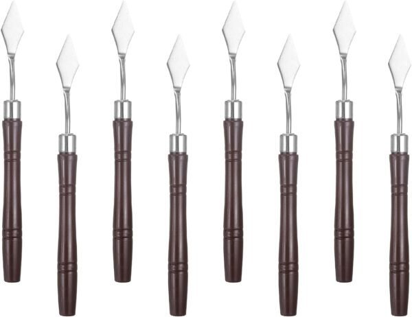 8pcs Palette Knife Painting Tool 6.3" Pointed Stainless Steel Blade Plastic Handle Spatula Painting Pallet Knife for Oil Acrylic Canvas, Red