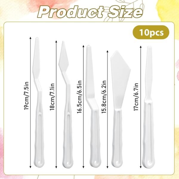 10Pcs Plastic Spatula Palette Knives, Palette Knife Set Thin and Flexible Art Knife Tools Pallet Knife for Acrylic Paint Painting Knife Mixing,Spreading,Scratching,Layering Colors,Watercolor Painting