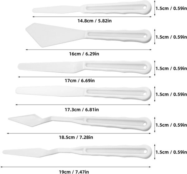 6 Pcs Plastic Spatula Palette Knives - Palette Knives Set, Paint Knives, Painting Knives, Paint Spatula Tools for Mixing, Spreading, Scratching, Layering Colors, Watercolor Painting - Image 2