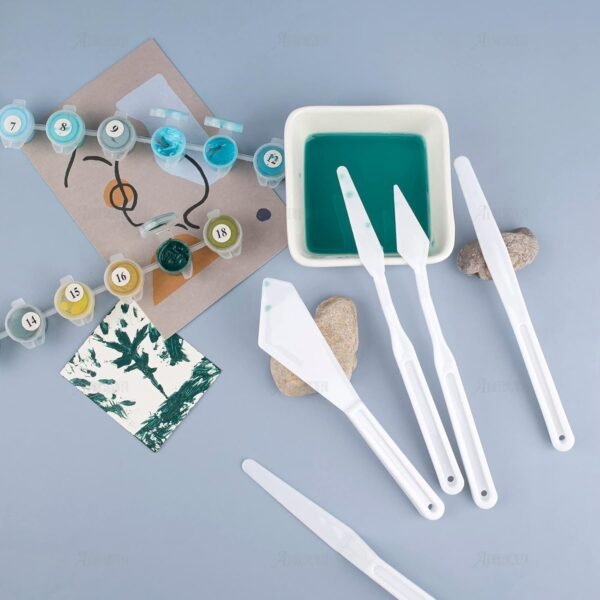 6 Sets 30 Pack Plastic Spatula Palette Knives Bulk Thin and Flexible Art Knife Tools 5 Different Styles for Oil Painting - Image 2