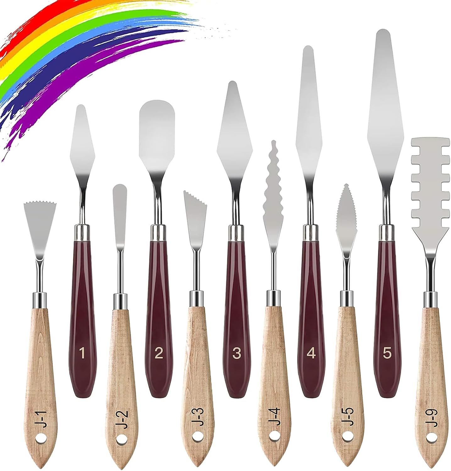 Palette Knife Set, 11 Pieces Stainless Steel Spatula Palette Knives Painting Accessories Art Supplies for Oil Painting, Gouache, Watercolor, Rock Painting