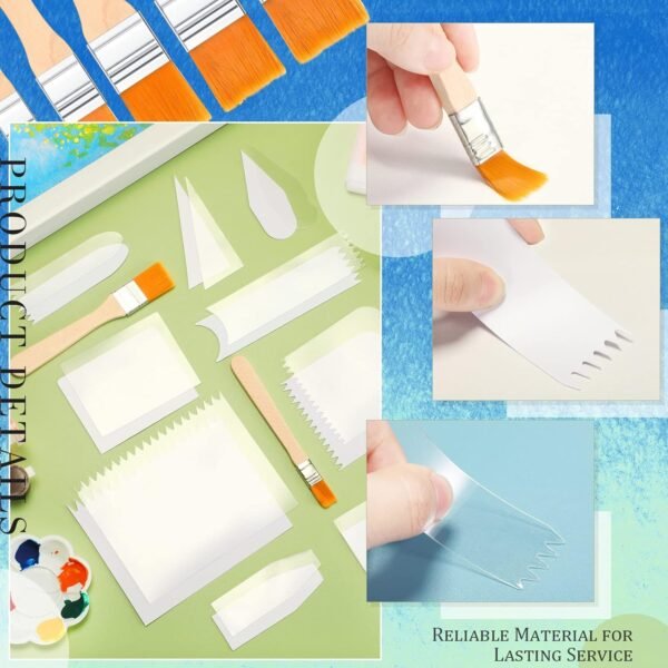 30 Pcs Acrylic Pouring Swipe Painting Tools Supplies Acrylic Pouring Tools Supplies Brush Paint Scrapers 25 Pcs Paint Swipe Accessories and 5 Pcs Paint Brush Technique