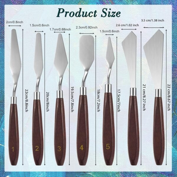 7 Pieces Painting Knife Set Spatula Palette Knife Stainless Steel Drawing Scraper Oil Painting Accessories with Wood Handle for Art Acrylic Draw Color Mixing Supplies(Redwood Color)